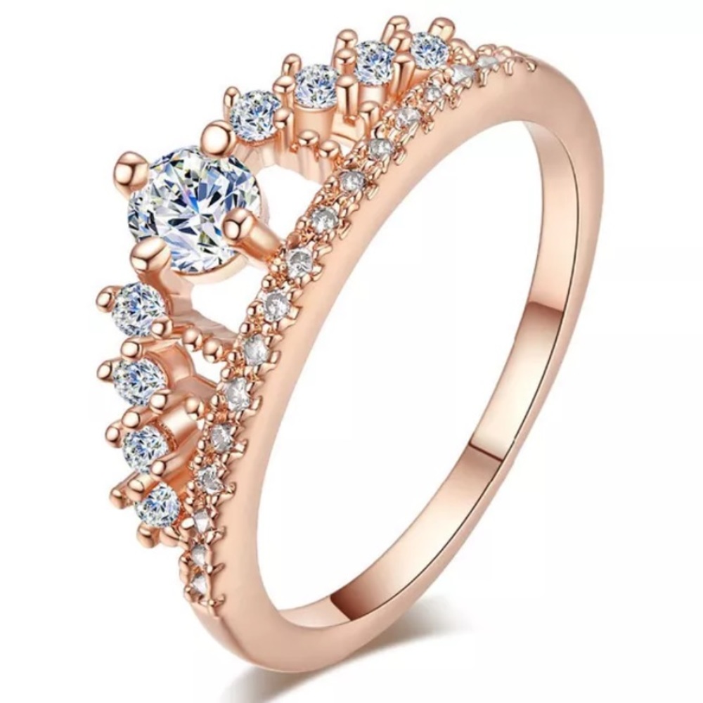 Rose Gold Austrian Crystal Crown Ring